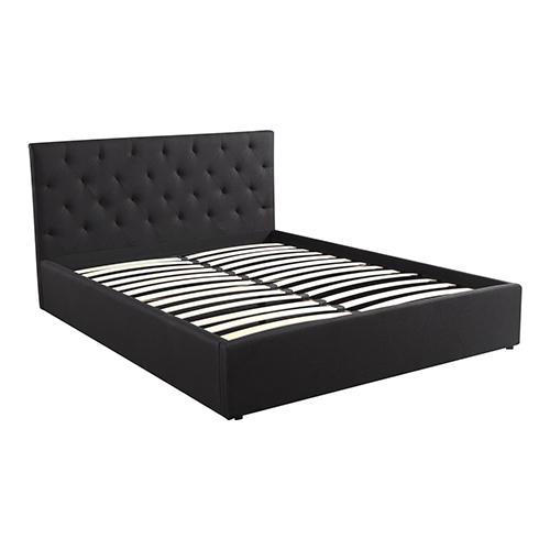 Rome Black Bed Frame with Gas Lift Queen Size